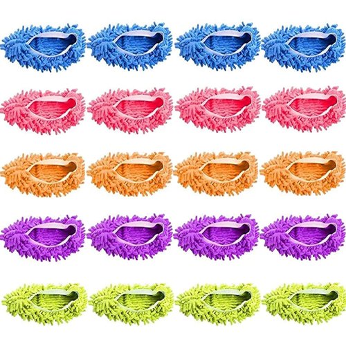 20Pcs 10Pairs Mop Slippers for Floor Cleaning,Microfiber Mop Slippers Shoes Mop Socks Floor Cleaning Tools Foot Shoe Cover Soft Washable Reusable