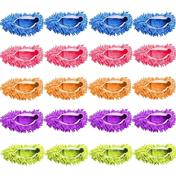 20Pcs 10Pairs Mop Slippers for Floor Cleaning,Microfiber Mop Slippers Shoes Mop Socks Floor Cleaning Tools Foot Shoe Cover Soft Washable Reusable