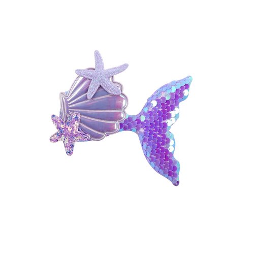 Mermaid Tail Hair Clip Pin Sequins Fish Tail Hairpin Starfish Shell Mermaid Hairclips BBG31 (Purple) 1 Count (Pack of 1)