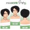 Fancy Hair Short Curly Human Hair Wigs For Black Women Side Part Pixie Cut Kinky Curly Wig Natural Black Deep Curly No Lace Front Brazilian Remy Human Hair Wig for Women Daily Use