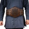 HiiFeuer Viking Embossed Waist Armor, Norse Faux Leather Wide Belt, Medieval Knight Corset Belt for LARP Costume (Brown B)
