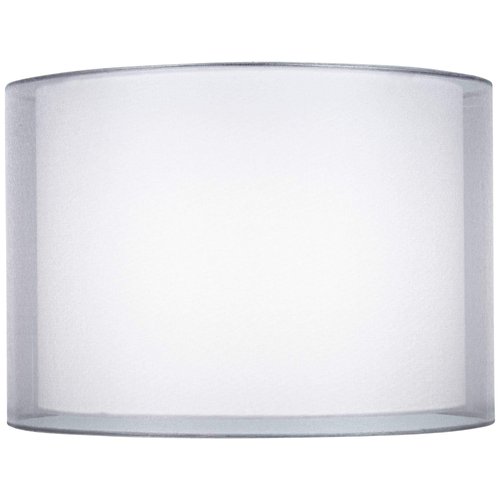 Silver and White Double Sheer Medium Drum Lamp Shade 16" Top x 16" Bottom x 11" High (Spider) Replacement with Harp and Finial - Springcrest