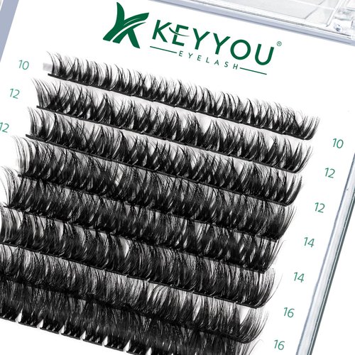 Lash Clusters,96 Pcs Cluster Lashes Y07 D Curl 10-18MIX DIY Lash Extensions Eyelash Clusters,KEYYOU Volume Wispy Individual Lashes Soft&Comfortable Easy DIY at Home(Y07,D-10-18MIX)