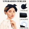 Gwabee No Heat Hair Curlers Overnight Curls Headband - 70" Soft Ribbon Curl Wrap for Long Hair, 9 PCS Curling Rod Set with Bonnet - Black