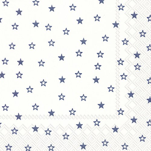 IHR Ideal Home Range Cocktail Napkins Disposable 3-Ply Paper Party Napkin Pack, 5" x 5", Little Stars White Blue, 20-Count