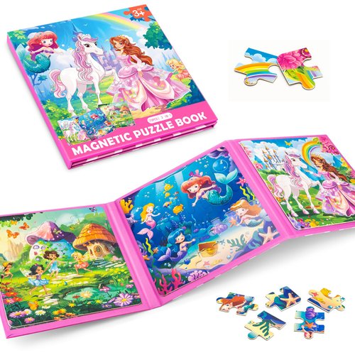 Princess Magnetic Puzzles for Toddlers 3-5 Girls, 20-25-30 Pieces Mermaid Puzzles for Kids Ages 4-6, Kids Puzzles Travel Entertainment Toys Magnet Puzzles for 2 3 4 5 6 Year Old Girls Birthday Gifts
