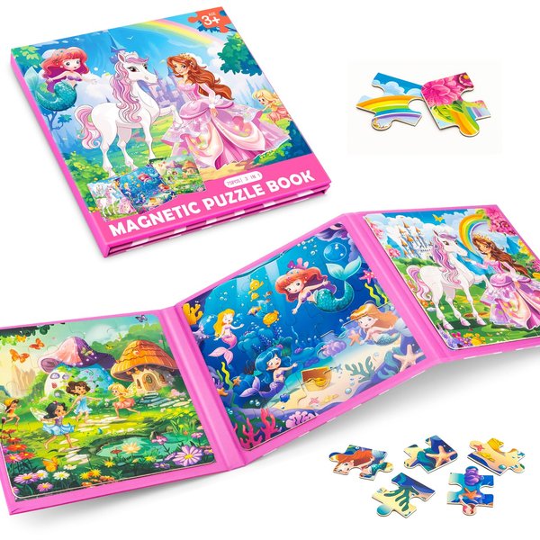 Princess Magnetic Puzzles for Toddlers 3-5 Girls, 20-25-30 Pieces Mermaid Puzzles for Kids Ages 4-6, Kids Puzzles Travel Entertainment Toys Magnet Puzzles for 2 3 4 5 6 Year Old Girls Birthday Gifts