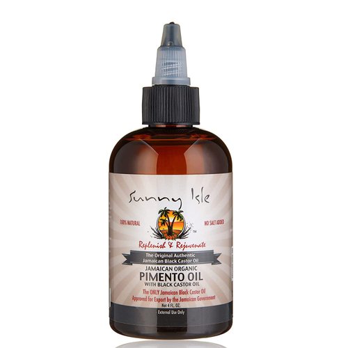 Sunny Isle Jamaican Organic Pimento Oil with Black Castor Oil 4oz | Formulated to Nourish the Scalp, Condition and Strengthen Hair | Natural Muscle Massage Oil