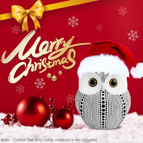 Owl Statue for Home Decor Accents Office Decoration, APPS2Car Handmade Polka Dots Buhos Modern Bird Figurine for Indoor Book Shelf Desktop Cabinet Fireplace Mantel Living Room Bedroom Ornament (White)