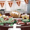 PIXHOTUL 9 Pcs Football Print Tablecovers, Round Football Pattern Plastic Tablecloths Football Party Supplies for Birthday Party Football Party Games Decoration, 84 x 84 Inch