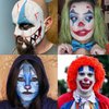 Red White Blue Face Paint DE'LANCI, Waterproof Halloween Blue Red White Face Makeup Special Effects Kit, Blue Athena Face Body Paint Professional, Joker Clown Corpse Bride Face Body Paint for Skin