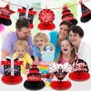 Leyndo 9 Pcs Red and Black Table Decorations Honeycomb Centerpieces Birthday Table Decorations Red Black Centerpieces for Tables Party Supplies Table Topper Sign for Adults