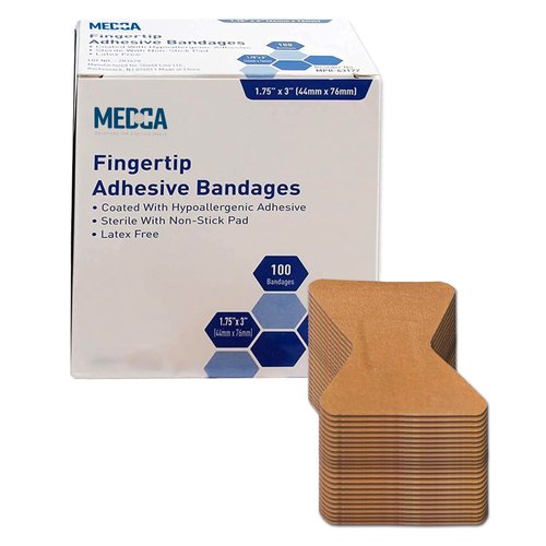 Flexible Fabric Finger Bandages - 100 Count Box of Flex Fabric Adhesive Bandages Finger-Tip Bandages for Finger Care and to Protect Wounds