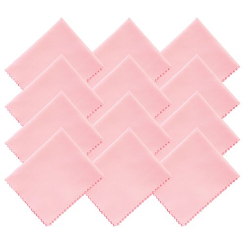LIJUST Glasses Cleaner Cloth - Microfiber Cloth for Eyeglasses, Lenses, Cameras, Screens, Cell Phone, LCD TV Screens and More - 6"x7" (Pink, 12 Pack)