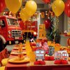 HaPiBiDesign Firetruck PartyTable Centerpieces - Firetruck Party Decoration - 12 PCS Firetruck Birthday Decorations - Fire Truck Party Favors for Kids