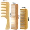 3 Pcs Bamboo Comb Set Wooden Wide Tooth Comb for Women Men, Anti-static Detangling Hair Comb for Curly Fine Straight Wet Dry Hair, Natural Bamboo Styling Comb