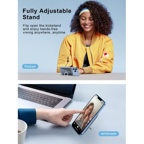 HilayOne for MagSafe Wallet with Phone Grip, Leather Magnetic Phone Wallet for for iPhone 15/14/13/12 Series, Magnetic Card Wallet with Ring Holder, Fit 7 Cards, RFID Blocking Protection, Purple