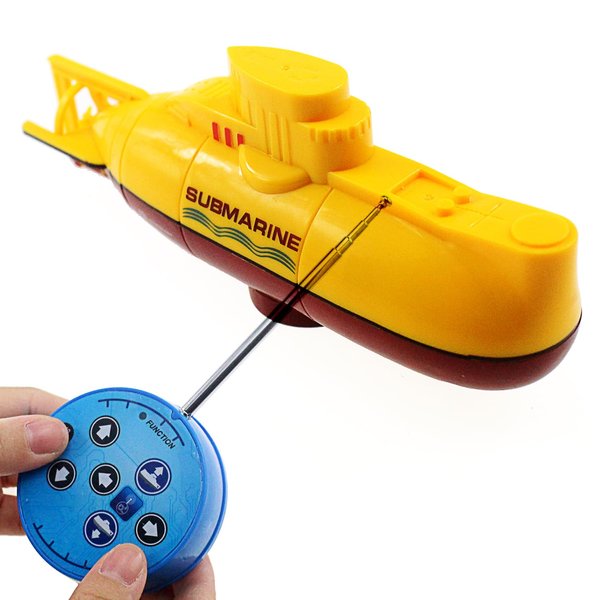 Tipmant Mini RC Submarine Toy Remote Control Boat Underwater Electric Diving Water Fish Tank Kids Birthday Gift (Yellow)