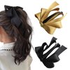 2 Pcs Bow Banana Hair Clip Ribbon Vertical Bowknot Ponytail Claw Clip Solid Color Ponytail Holder Hair Accessories for Women Girls Banana Barrette Claw Hairpin
