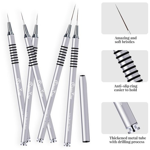 Nail Art Liner Brushes, 5Pcs, Size 5/8/11/15/20mm Nail Art Tools with Striping Nail Art Brushes for Long Lines, Thin Details, Fine Drawing. Striper Brushes Set Christmas Gift for Women