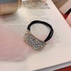 Zeshimb Boho Rhinestone Ponytail Holder Cuffs Geometric Elastic Scrunchies Gold Crystal Ponytail Hair Tie Band Luxury Ponytail Hairband Ring Hair Accessories for Women and Girls