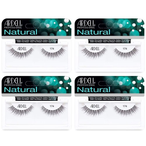 Ardell False Eyelashes, Natural Lashes, Reusable, Long-lasting Strip Lash 174, 4 Pack