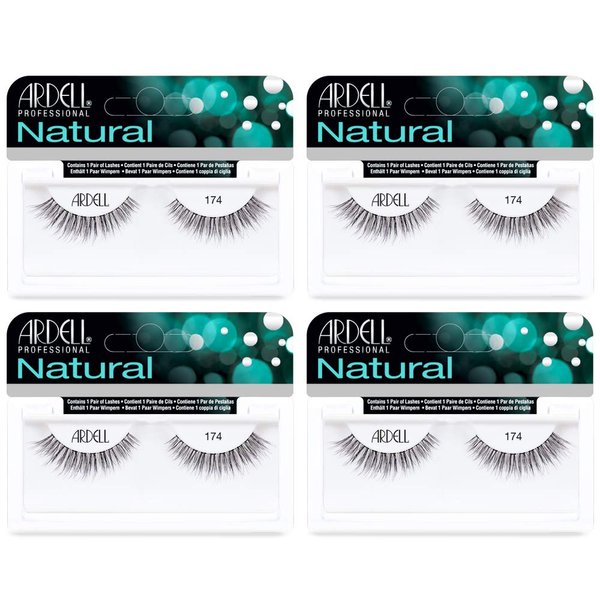 Ardell False Eyelashes, Natural Lashes, Reusable, Long-lasting Strip Lash 174, 4 Pack