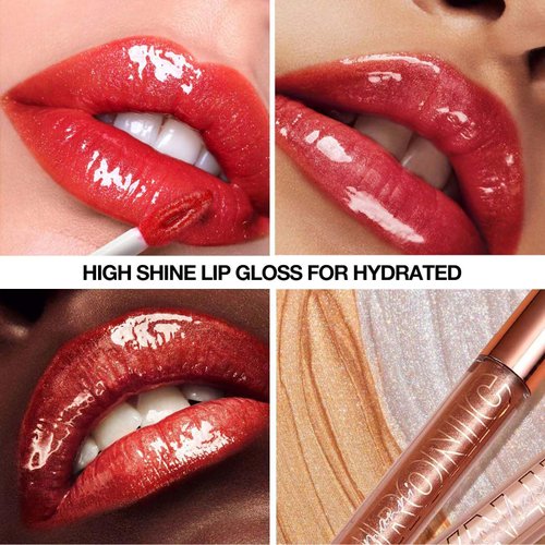 Clear Shimmer Lip Gloss Lip Plumper Gloss Tinted Glitter Lipgloss Lip Oil Teens Moisturizing High Shine And Vegan Plumping Lip Gloss For Women Girls Long-Lasting Dry Lip Care (01 # Clear Shimmer)