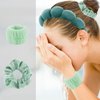 AUDTOPE 7Pcs Spa Headband and Wristband Set, Face Wash Headband Makeup Skincare Headband Wrist Bands Thick Puffy Sponge Bubble Headband Wrist Scrunchies Claw Clips for Washing Face, Green