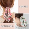 Mirlern 4-Piece Silk Satin Hair Scarf Scrunchies for Women Girls, No Damage Cute Hair Ties with Bow Ribbons Ponytail Holders Elastic Rubber Bands (Lily)