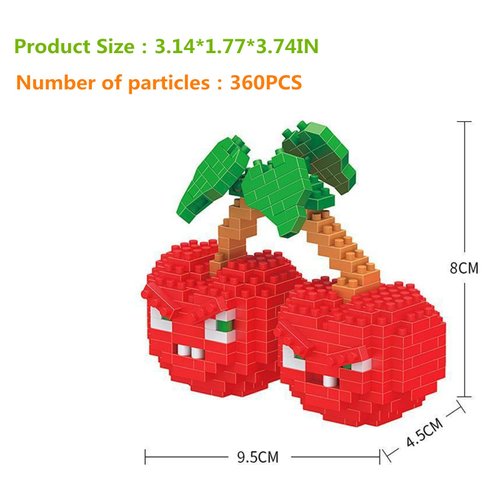 BASHERISE 1PCS Plant and Zombies Toys Action Figures Zombies PVZ Toys Set 1 2 Series Cherry Plant Plush Building Blocks Great Gift for Christmas, Birthday New