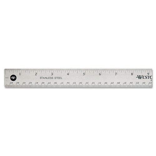 Westcott 10417 Stainless Steel Metal Ruler with Non-Slip Cork Base, 18 In