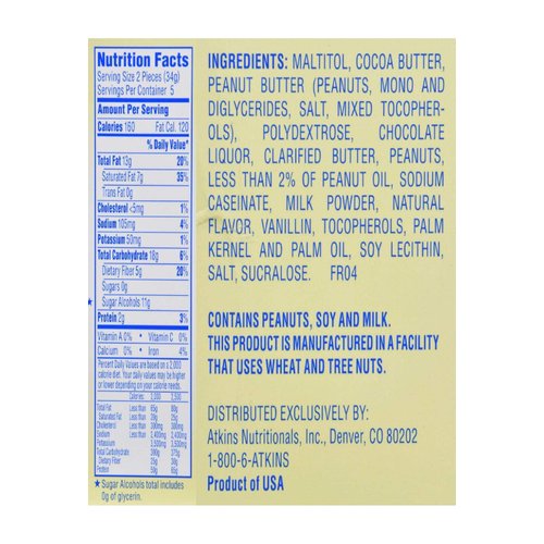 Atkins Endulge Treats, Peanut Butter Cups, 0g Sugar, 2g Net Carbs, 6-Ounce, 5 Count