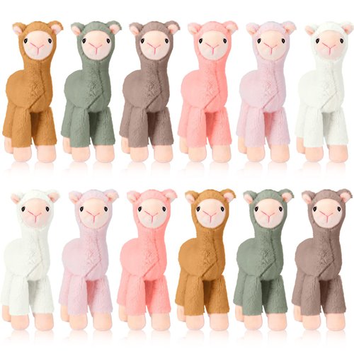 12 Pcs Valentines Day Gifts Mini Llama Stuffed Animals 7.87 Inch Alpaca Plush Dolls Cute Keychain Plush Llama Party Favors for Boys and Girls Birthday Party Supplies Baby Shower Bag Fillers Gift