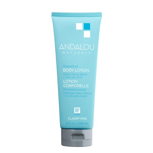 Andalou Naturals Body Lotion, Clarifying Grapefruit Skin Care, Lightweight, Gentle Exfoliating & Moisturizing Lotion with Salicylic Acid & Tea Tree for Skin Prone to Back Acne & Blemishes, 8 fl oz