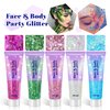 Body Glitter Gel, 2 Jars Holographic Chunky Glitter Makeup for Body, Hair, Face, Nail, Lip, Eyeshadow, Total 120ML Long Lasting Iridescent Chunky Glitter for Concert Festival Rave (Pink & Blue)