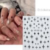 Shiny Crystal Heart Sun Moon Star Nail Stickers for Nail Art,6 Sheets Silver Gold Black Heart Sun Moon Stars Nail Decals 3D Self-Adhesive Nail Designs Sticker for Acrylic Natural Nail Decoration DIY