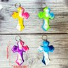Goodangie00 30 Packs Rainbow Bulk Religion Cross Mini Pop Fidget Keychain Bubble Toy for Kids Classroom Students Prizes Birthday Halloween Party Favors Gifts