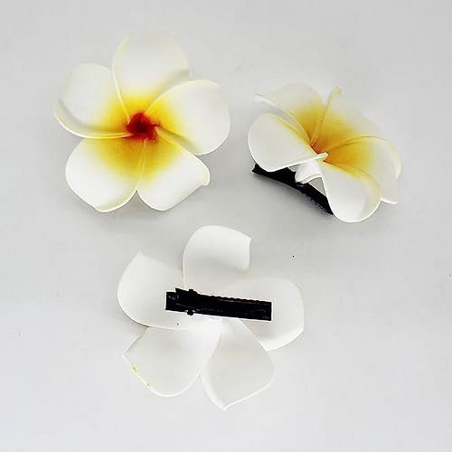 5Pcs Random 5cm Artificial Hawaiian Plumeria Flower Hair Clips Hair Accessories for Beach Fancy Dress Clips Clips and Barrettes Hair Accessories