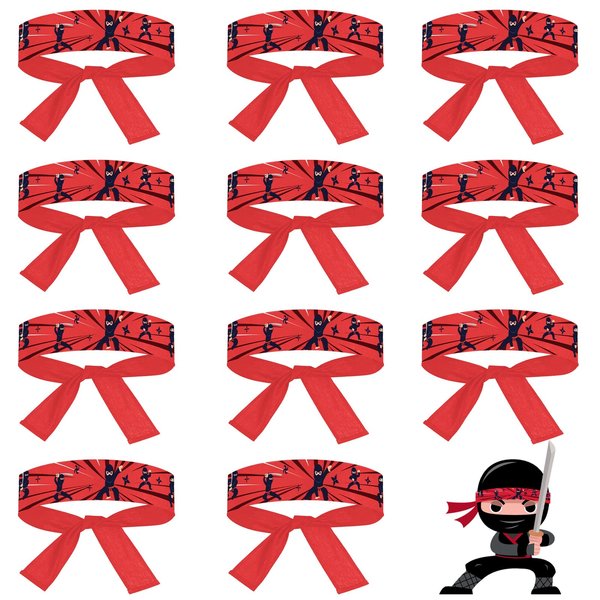 ZOIIWA 24 Pcs Karate Headband Party Decorations and Favors - Themed Headbands for Kids, Boys, Girls, Adults - 2.9 Feet Long, Red