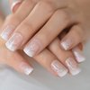 Coolnail Holo Bling Butterfly Glitter Pink Nude White French Fake Nails Squoval Square False Press on Wear False Finger Nail Art Tips