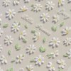 White Daisy Nail Art Stickers Flower Nail Stickers 5D Embossed Flower Nail Decals Cute Daisy Nails Adhesive Sliders Manicure Nail Art Supplies for Spring Summer DIY Nail Art Decorations Accessories