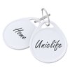 Uniclife 1.5 Inch Tough Plastic Key Tags Sturdy Round White Item Identifiers with Blank Paper Label Stickers and Split Rings, 50 Pack