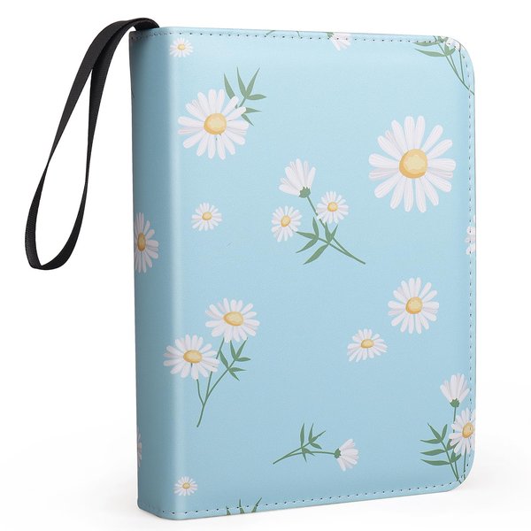 4 Pocket Trading Card Binders for 400 Cards, Cute Flower Pattern