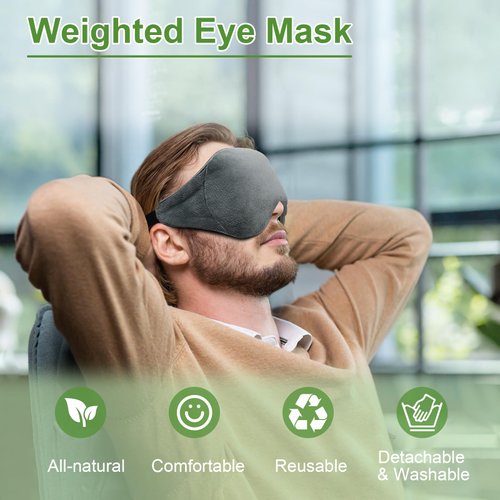 BeHoomi Eye Mask, Soft Heated Eye Mask, Weighted Eye Mask for Sleeping Microwave Moist Warm Compress for Eyes, Natural Flaxseeds Sleep Mask Stocking Stuffers Xmas Gifts (Grey)
