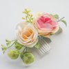 Fangsen Wedding Boho Blue Pink Orange Yellow Rose Flower with Grass Leaves Hair Comb Bridal Headpiece Floral Hair Accessories for Brides and Bridesmaids Silver (Ivory+Pink)