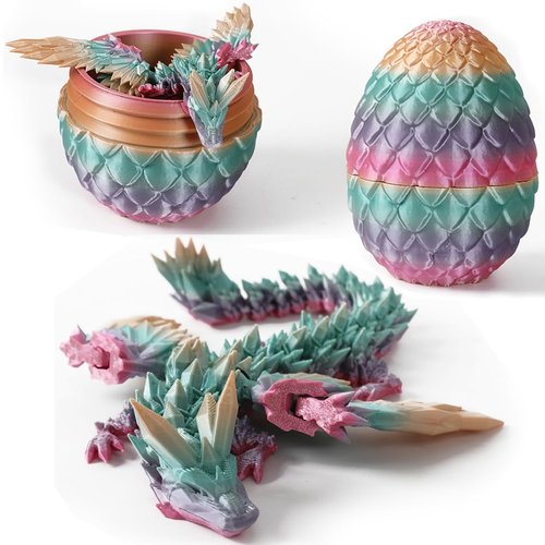 Dragon Egg 3D Printed Dragon Egg Articulated Dragon Crystal Dragon with Dragon Egg Fidget Dragon Egg Toy Executive Desk Toys Adults Fidget Dragon Toys