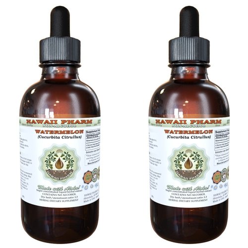 Watermelon Alcohol-Free Liquid Extract, Watermelon (Cucurbita Citrullus) Dried Seed Glycerite Natural Herbal Supplement, Hawaii Pharm, USA 2x2 fl.oz