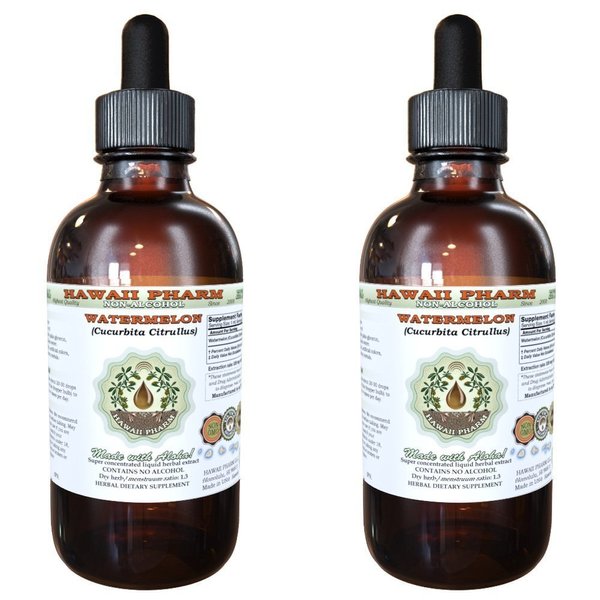 Watermelon Alcohol-Free Liquid Extract, Watermelon (Cucurbita Citrullus) Dried Seed Glycerite Natural Herbal Supplement, Hawaii Pharm, USA 2x2 fl.oz