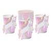 Coterie Unicorn Party Cups (Set of 10) - Party Cups For Unicorn Party, Birthday Party, Baby Shower - Unicorn Party Supplies | 9oz Iridescent Cups with Glitter Stick-On Unicorns | Paper